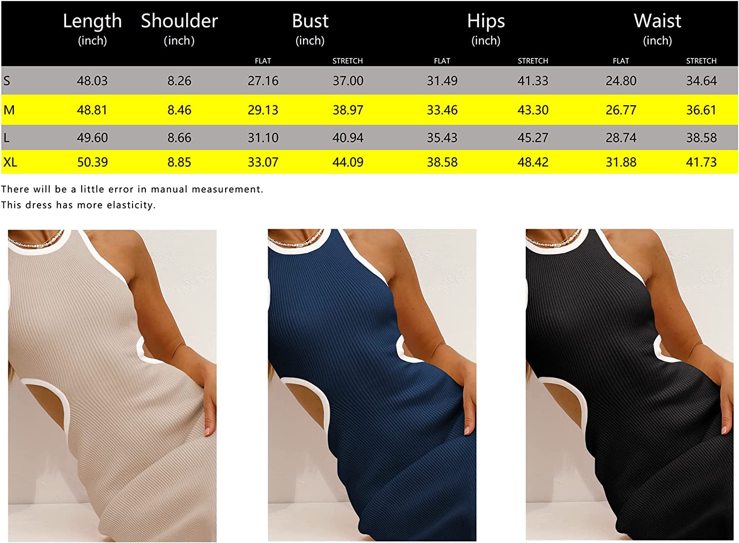 NauLon Womens Sexy Cut Out Waist Open Back Bodycon Dress Ankle Length Ribbed Party Club Midi Dresses - Image 5